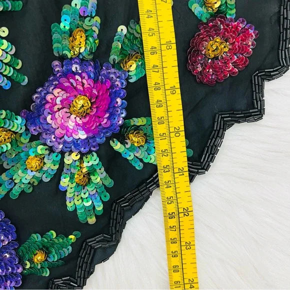 Laurence Kazar Vintage Tags Attached Sequined Floral Silk Blend Top - Picture 15 of 16